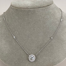 Halo with Cubic Zirconia Stations Necklace