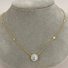 Halo with Cubic Zirconia Stations Necklace