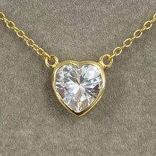 Bezel Cubic Zirconia Heart Necklace