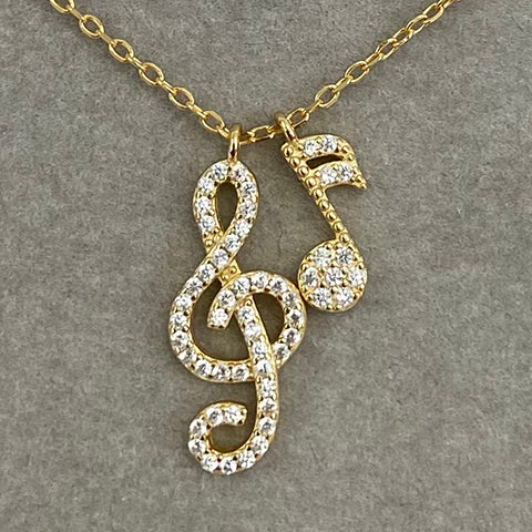 Pave Treble Clef Necklace