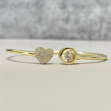 Pave Heart & Float Open Bangle