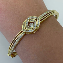 Double Float Cubic Zirconia Halo Clasp Bangle