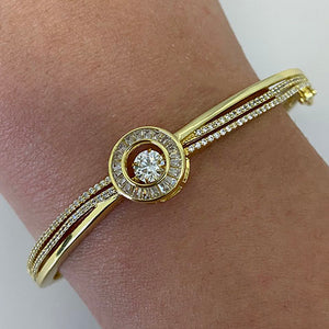 Double Float Cubic Zirconia Halo Clasp Bangle