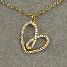 Pave Crossover Heart Necklace