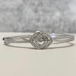 Double Float Cubic Zirconia Halo Clasp Bangle