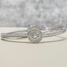 Double Float Cubic Zirconia Halo Clasp Bangle