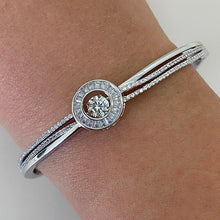 Double Float Cubic Zirconia Halo Clasp Bangle