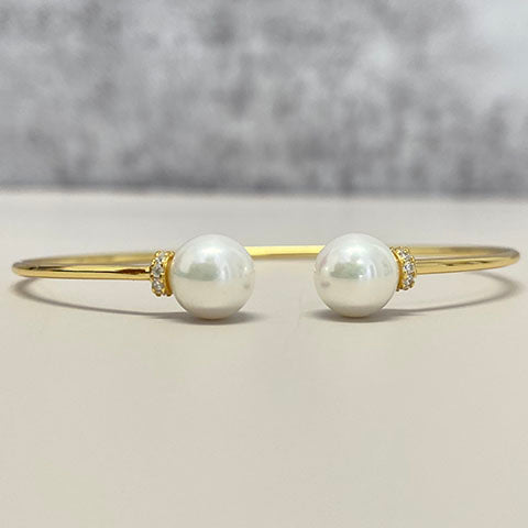 Double Pearl Open Bangle