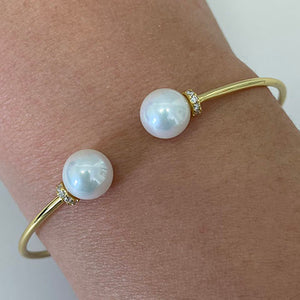 Double Pearl Open Bangle