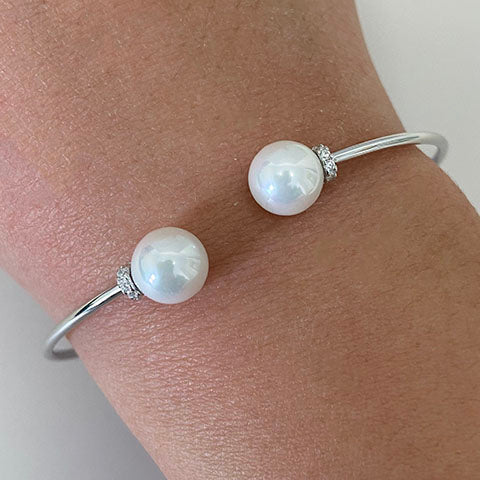 Double Pearl Open Bangle