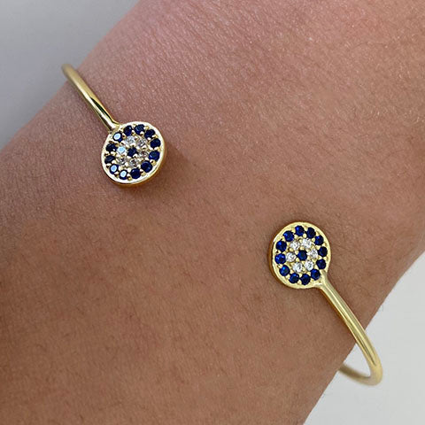 Double Disc Pave Open Bangle