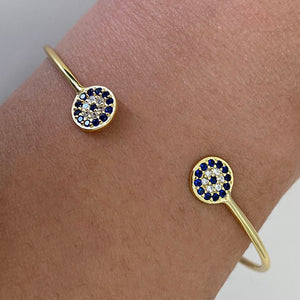 Double Disc Pave Open Bangle