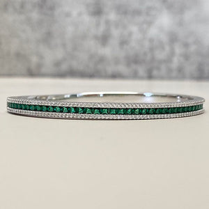 Emerald Cubic Zirconia Channel Clasp Bangle