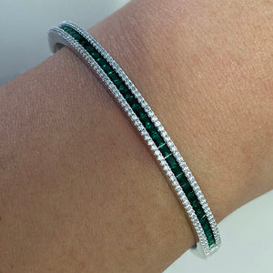 Emerald Cubic Zirconia Channel Clasp Bangle