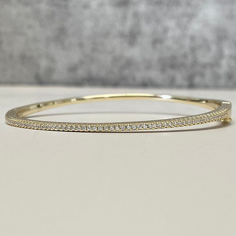 Narrow Pave Cubic Zirconia Clasp Bangle