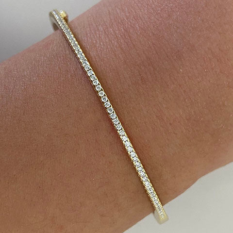 Narrow Pave Cubic Zirconia Clasp Bangle