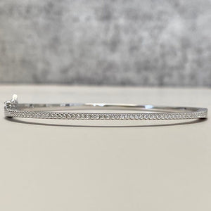 Narrow Pave Cubic Zirconia Clasp Bangle