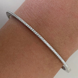 Narrow Pave Cubic Zirconia Clasp Bangle