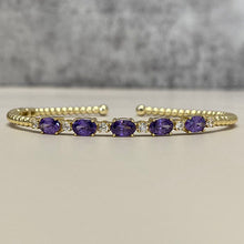 Oval 5-Stone Beaded Open Bangle