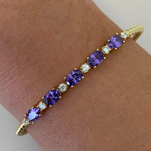 Oval 5-Stone Beaded Open Bangle