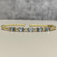 Oval 5-Stone Beaded Open Bangle