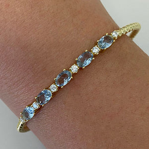 Oval 5-Stone Beaded Open Bangle