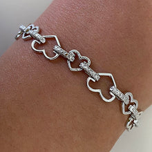 Cubic Zirconia Heart Bar Link Bracelet