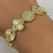 Brass Clover & Disc Cuff Bracelet