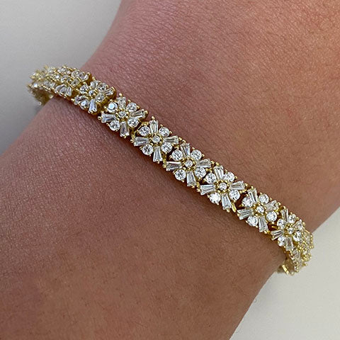 Cubic Zirconia Baguette Star Tennis Bracelet