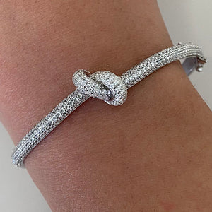 Cubic Zirconia Knot Clasp Bangle