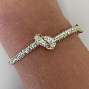 Cubic Zirconia Knot Clasp Bangle