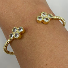 Brass 8-Bezel Stone Bubble Cuff Bracelet