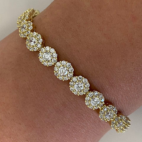 Cubic Zirconia Halo Tennis Bracelet