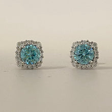 Round Stone Square Halo Studs