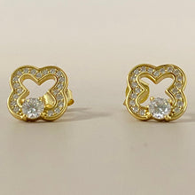 Clover Open Cubic Zirconia Stud Earrings