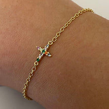 Multi-stone Cross Chain Bracelet