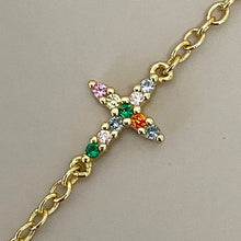 Multi-stone Cross Chain Bracelet