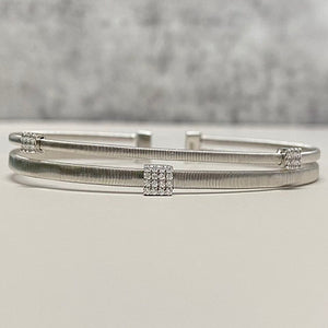 Pave Square Double Open Bangle