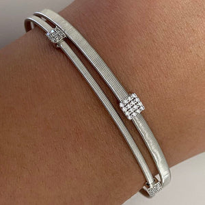 Pave Square Double Open Bangle