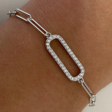 Oblong Cubic Zirconia Chain Link Bracelet