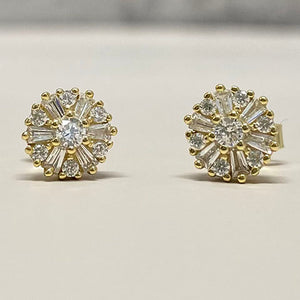 Cubic Zirconia Baguette Halo Studs