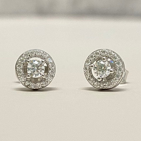 Cubic Zirconia Halo Lifted Studs