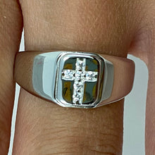 Thick Cross Inset Cubic Zirconia Band Ring