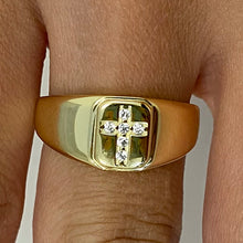 Thick Cross Inset Cubic Zirconia Band Ring