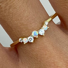 Opal & Cubic Zirconia Swoop Ring