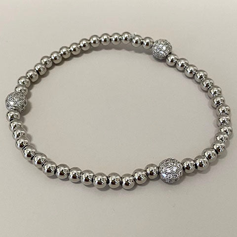 3 Pavé Ball Stretch Bracelet