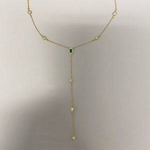 Emerald Cubic Zirconia Y Necklace