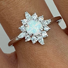 Round Opal Star Halo Ring