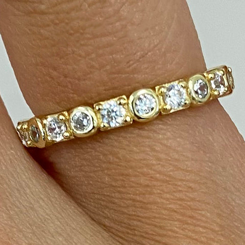 Round Bezel & Square Eternity Ring