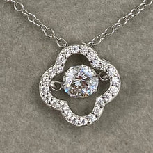 Pave Quatrefoil with Dancing Cubic Zirconia Necklace